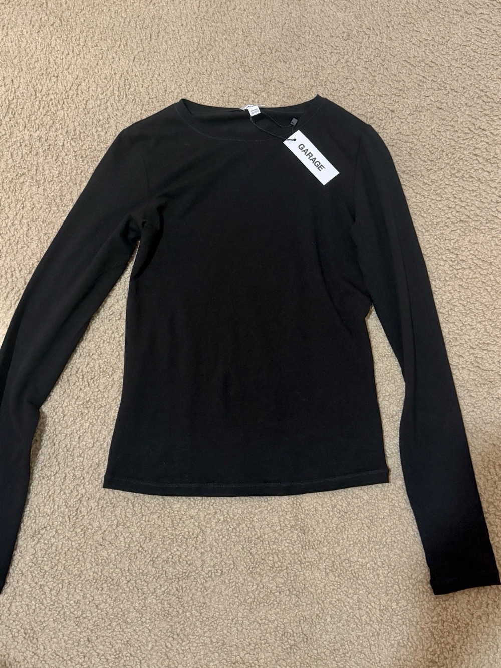 NWT Viral Garage Clothing Black Estelle Crewneck Longline Long Sleeve SZ XS